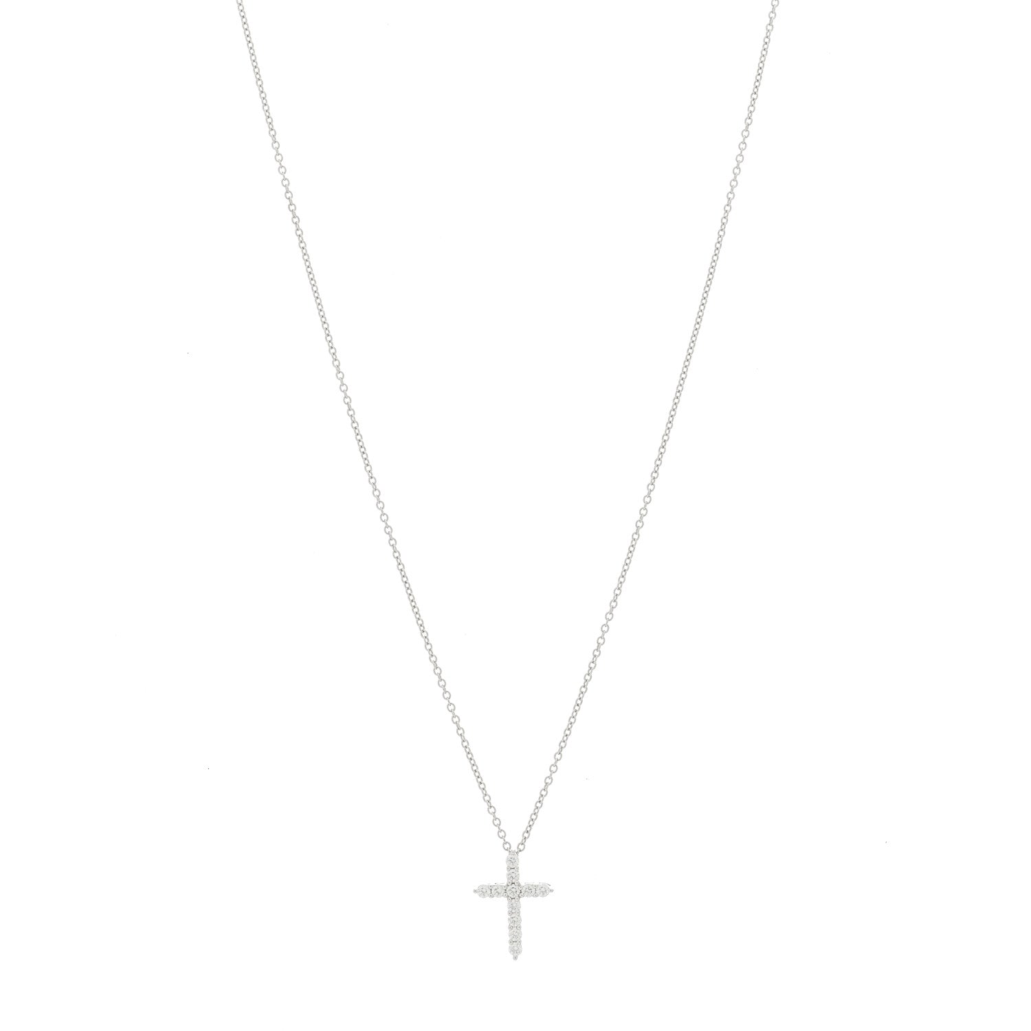 Tiffany Platinum Diamond Mini Cross Pendant Necklace 1 of 5