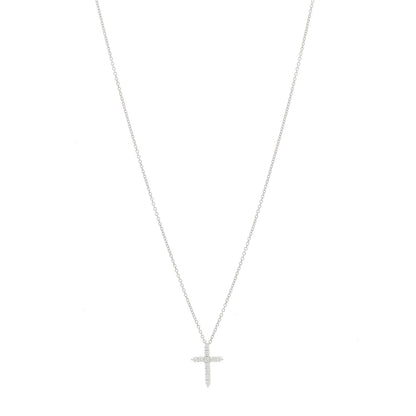 Tiffany Platinum Diamond Mini Cross Pendant Necklace 1 of 5