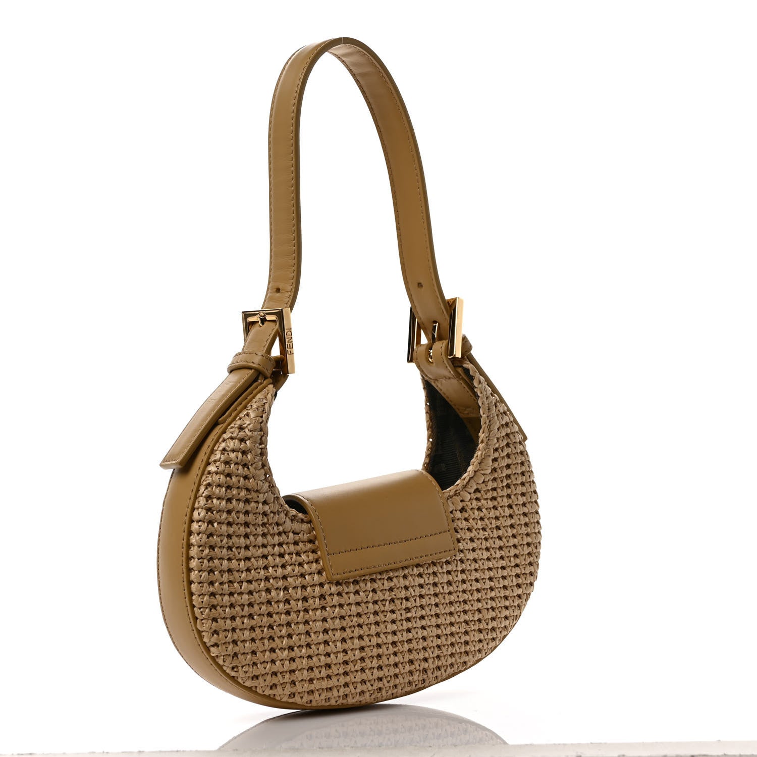 Fendi Raffia Vitello King Mini Cookie Hobo Bag Naturale Sahara 3 of 9