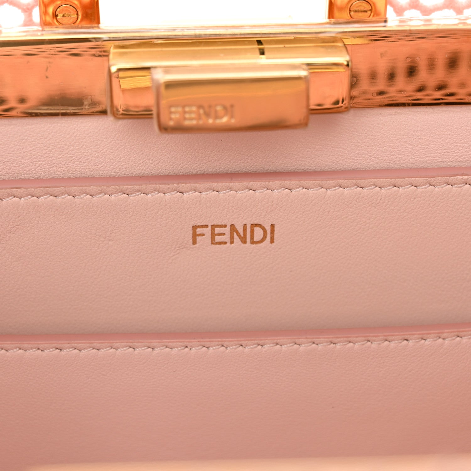Fendi Calfskin Lace Medium Peekaboo I SEE U Satchel Pink Multicolor 7 of 13