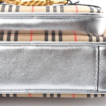 Burberry Smooth Calfskin 1983 Knight Check Link Camera Bag Silver 10 of 12
