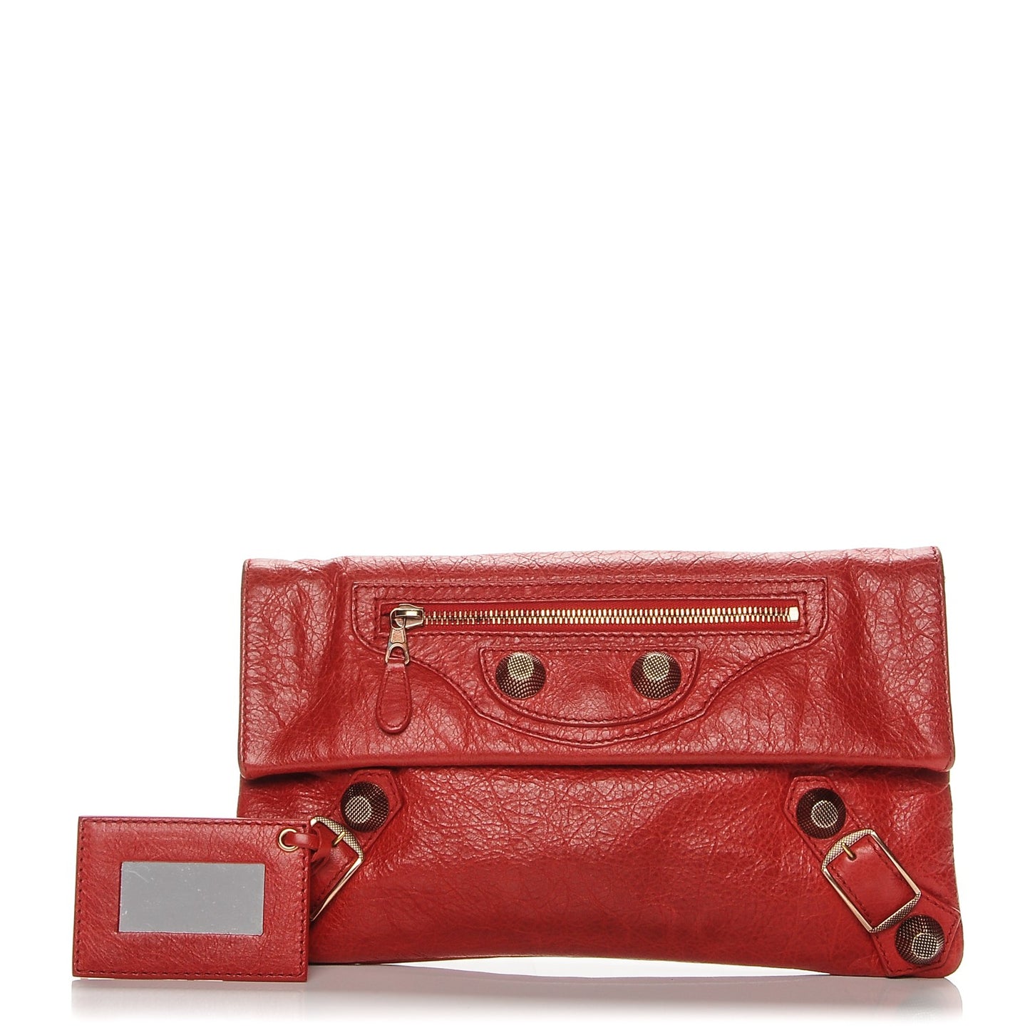 Agneau Giant 21 Rose Gold Hardware Envelope Clutch Rouge Coquelicot