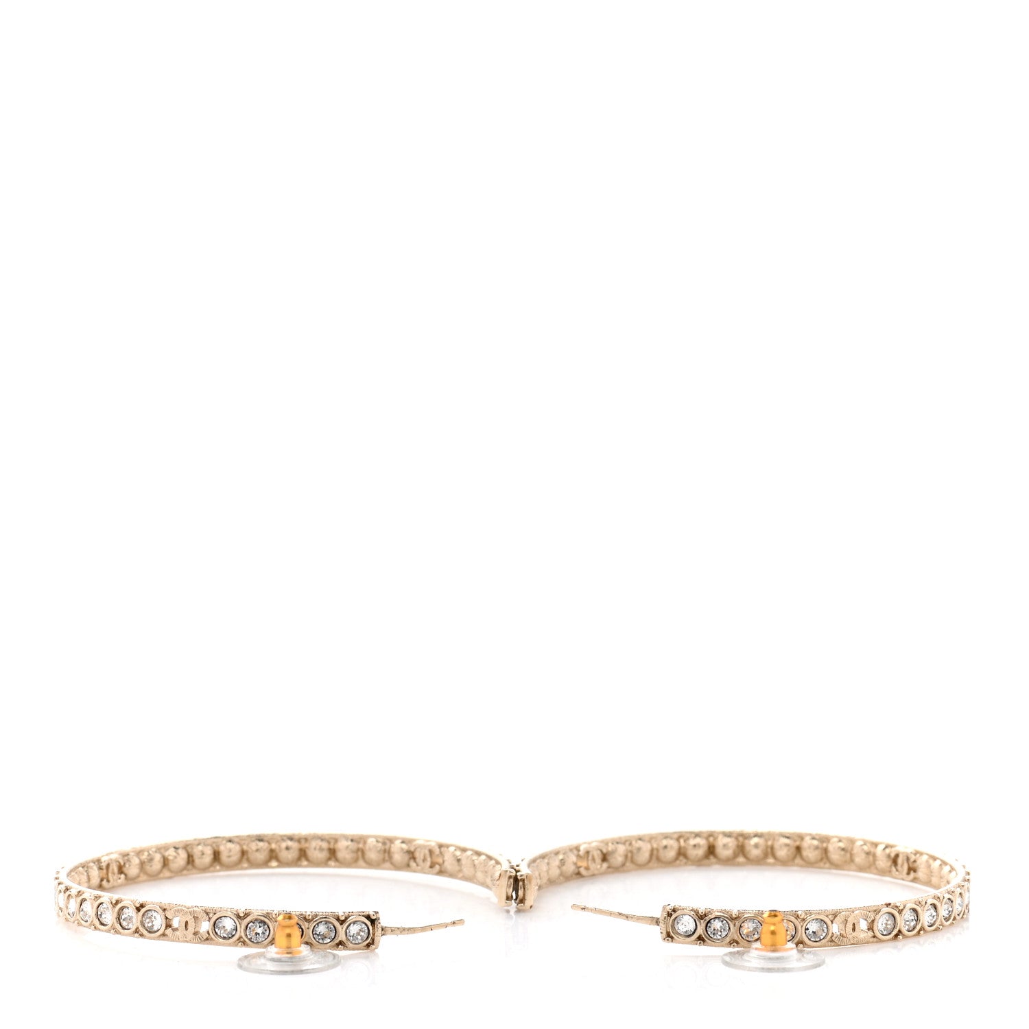 Chanel Crystal CC Hoop Earrings Gold 3 of 5