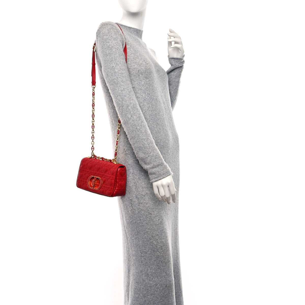 Christian Dior Calfskin Cannage Dioramour Small Caro Bag Bright Red 2 of 8