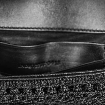 Saint Laurent Calfskin Crochet Baby Monogram Chain Satchel Black 7 of 7