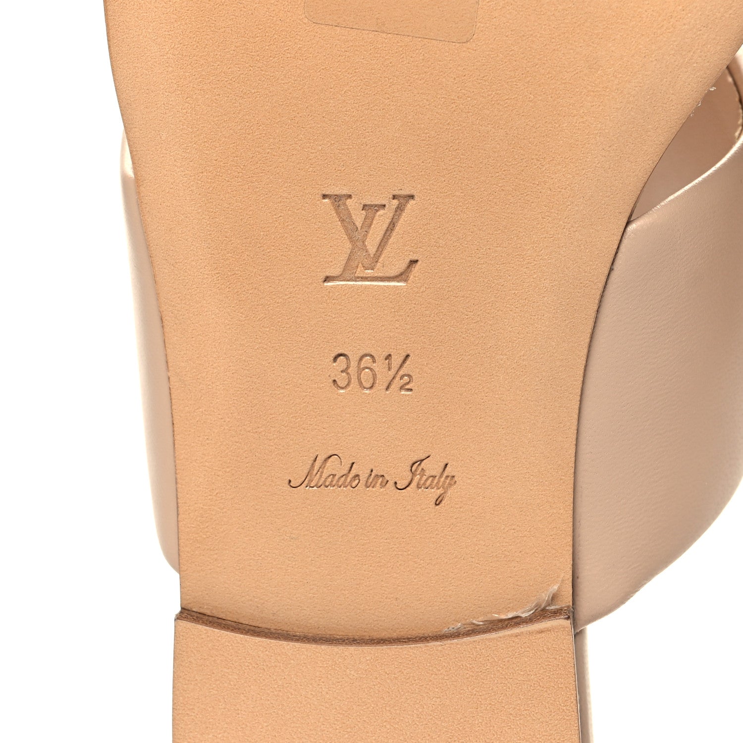 Louis Vuitton Lambskin Embossed Monogram Drapy Flat Thong Sandal 36.5 Beige 7 of 8