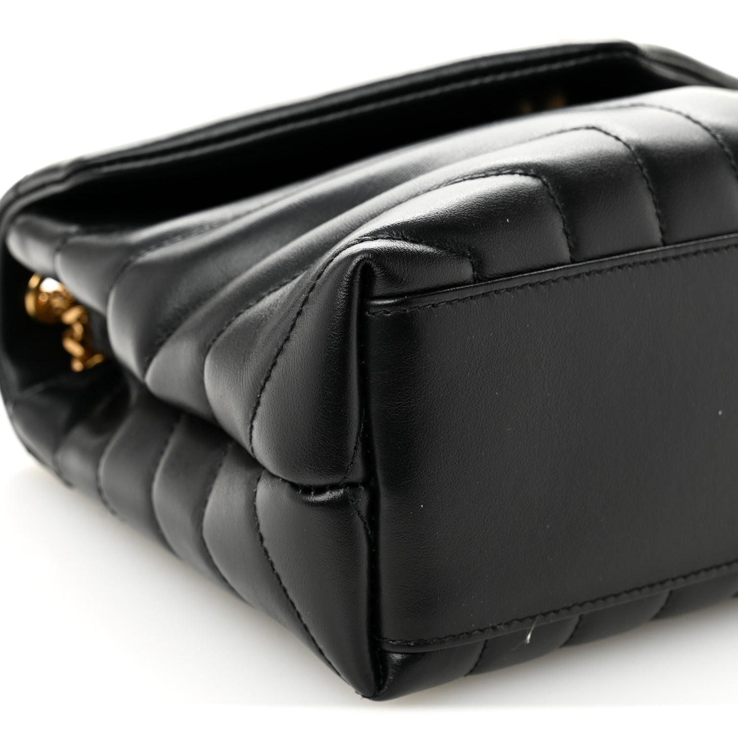 Calfskin Y Quilted Monogram Small Loulou Chain Satchel Black