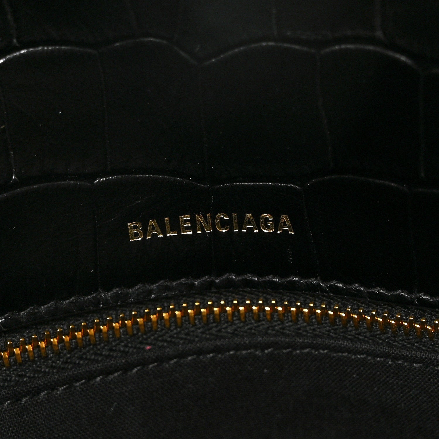 Balenciaga Calfskin Crocodile Embossed S Rivet Ville Top Handle Bag Black 6 of 8