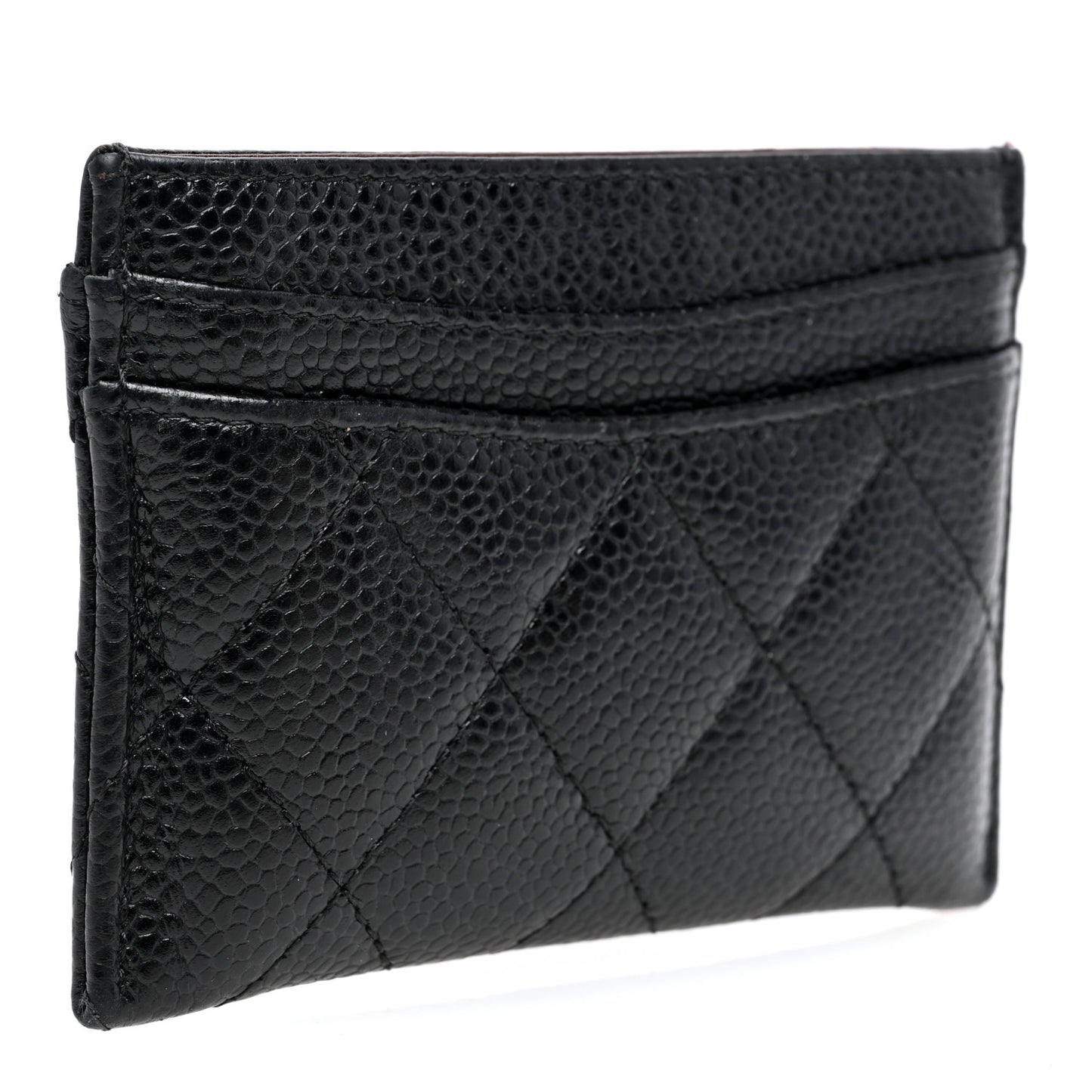Caviar Quilted Card Holder Black
