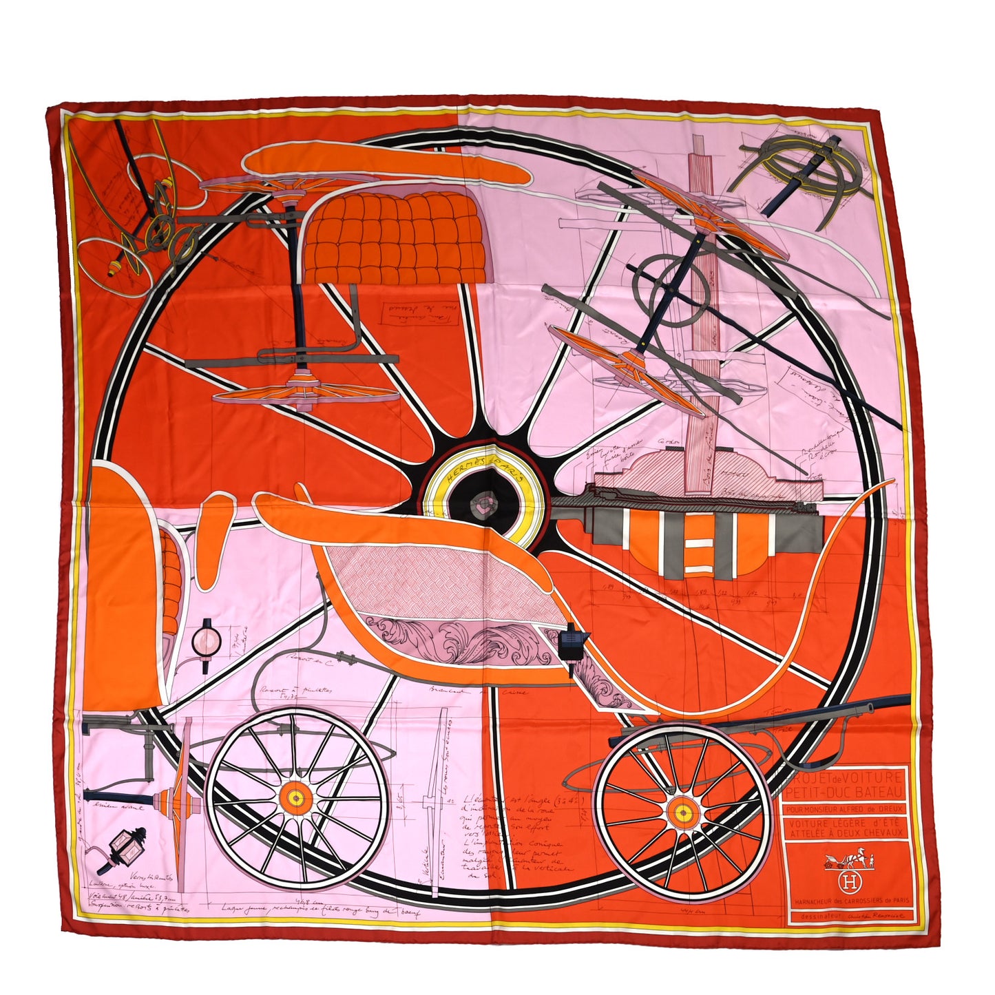Silk Summer Petit Duc Giant Scarf 140 Orange Rose Black