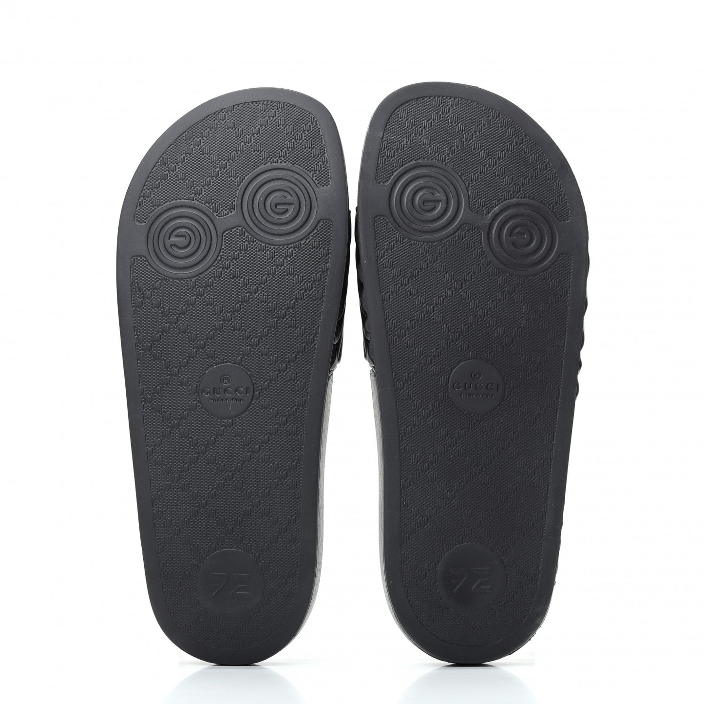 Rubber Matelasse Womens Slide Sandals 37 Black