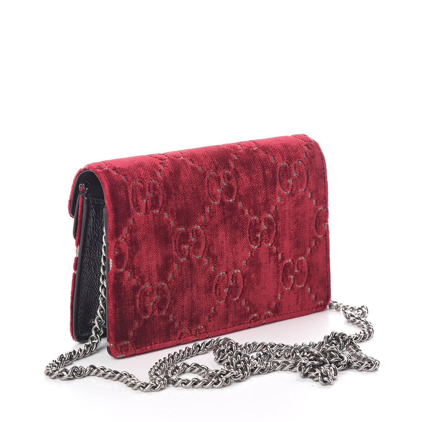 Velvet GG Monogram Super Mini Dionysus Shoulder Bag Red Cipria Black