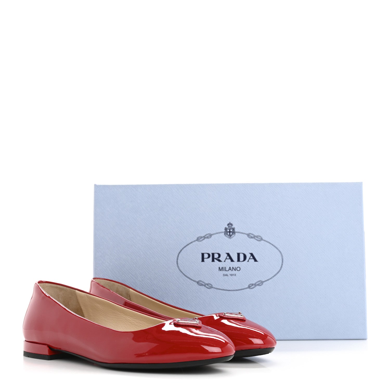 Prada Patent Triangle Ballerina Flats 36.5 Rosso 11 of 11