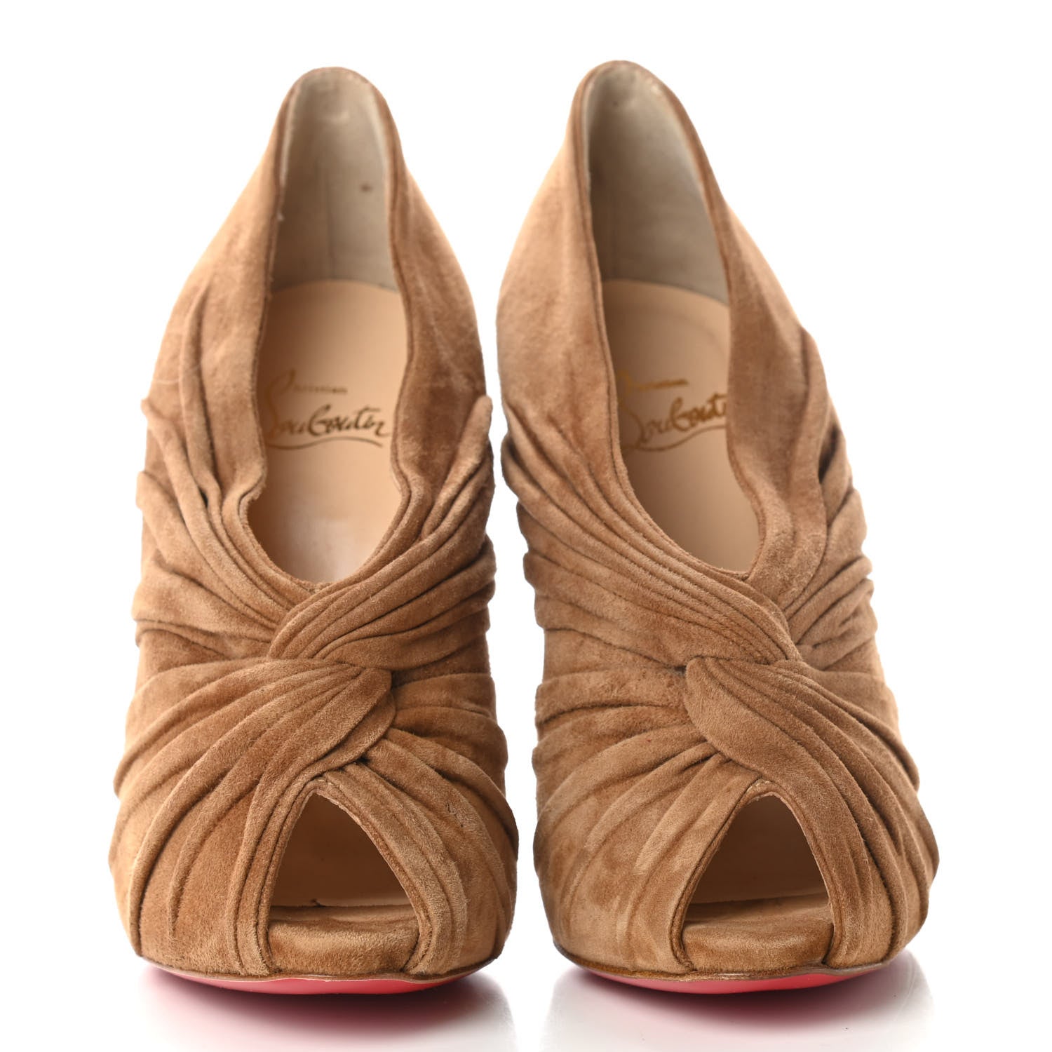 Christian Louboutin Suede Twist Front Manchon 120 Pumps 37 Beige 2 of 7