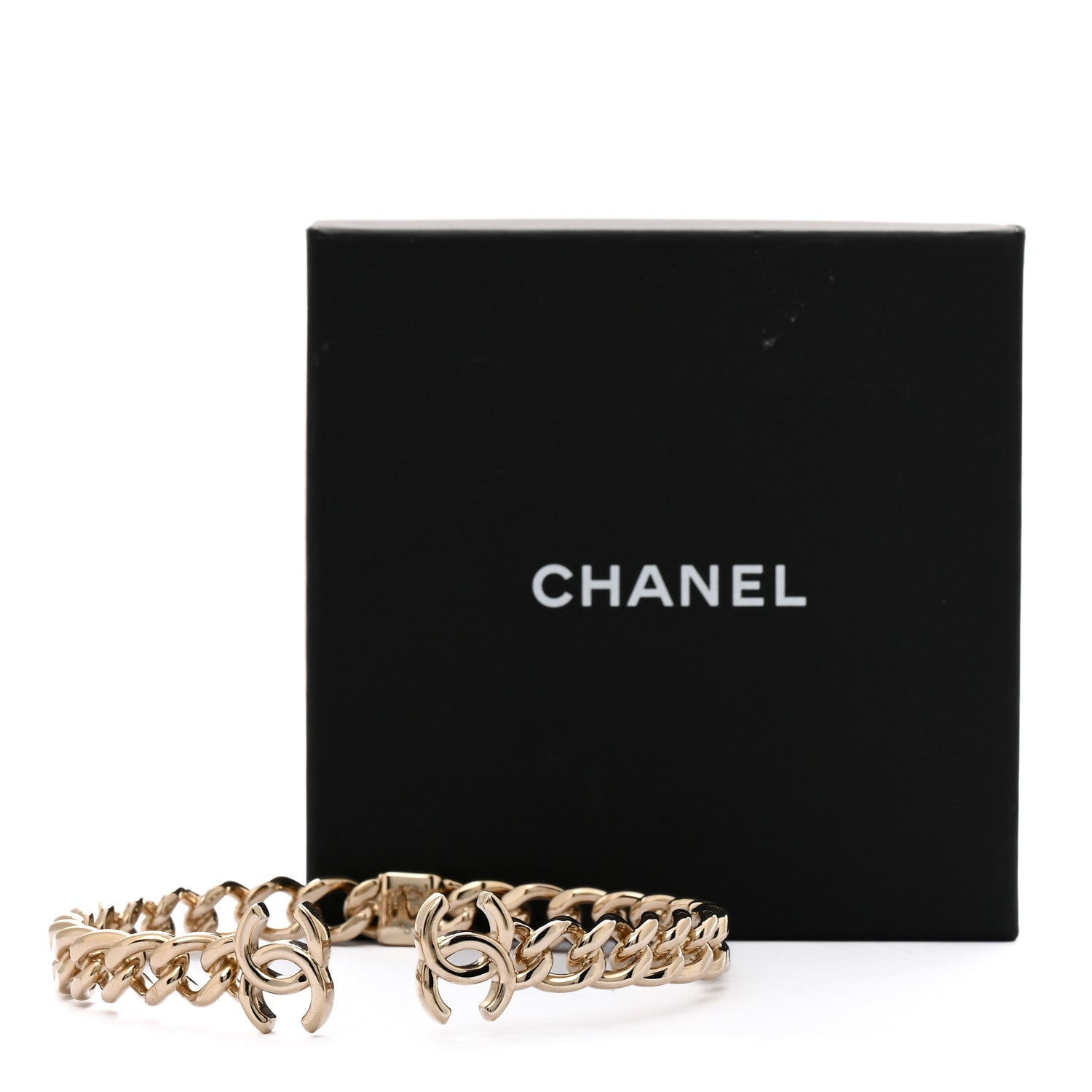 Chanel Metal CC Chain Link Choker Necklace S Gold 5 of 5