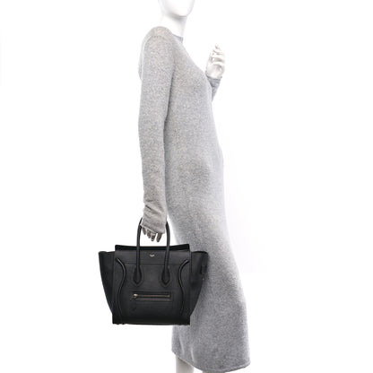 Celine Drummed Calfskin Micro Luggage Black 2 of 11