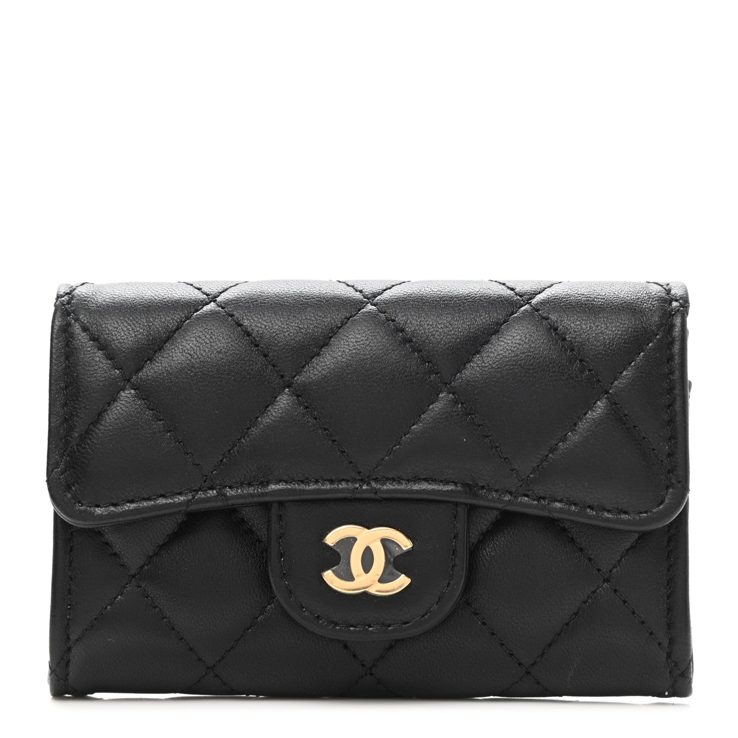 Chanel Lambskin Quilted Flap Card Holder Wallet Black 1 of 11