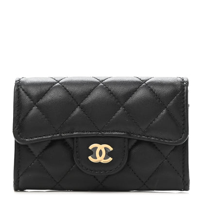 Chanel Lambskin Quilted Flap Card Holder Wallet Black 1 of 11