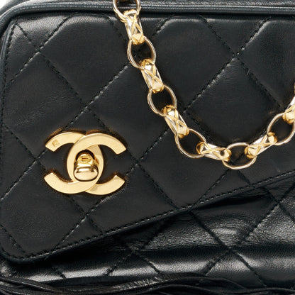 Chanel Lambskin Quilted Tassel Flap Camera Case Black 9 of 11
