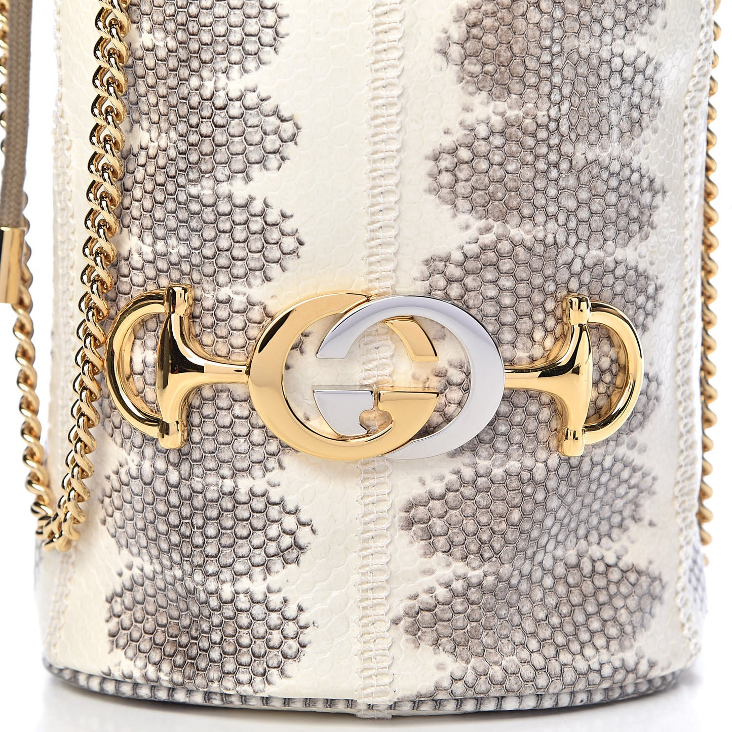 Snakeskin Mini Zumi Bucket Bag Grey