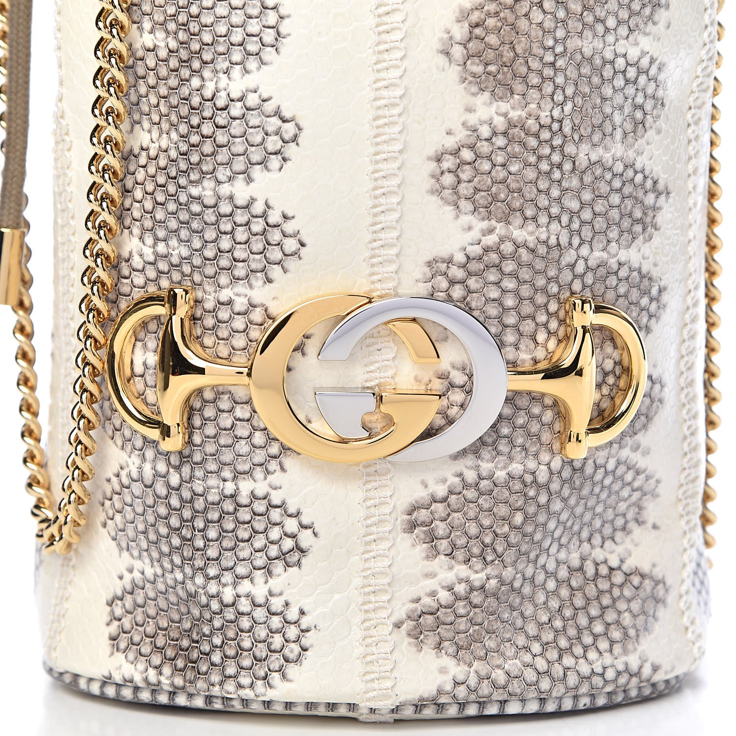 Gucci Snakeskin Mini Zumi Bucket Bag Grey 9 of 10