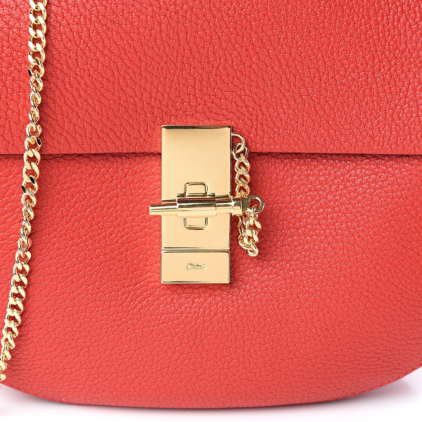 Grained Lambskin Drew Shoulder Bag Plaid Red