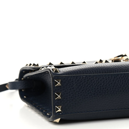 Valentino Garavani Pebbled Calfskin Medium Rockstud Flip Lock Crossbody Bag Black 5 of 9