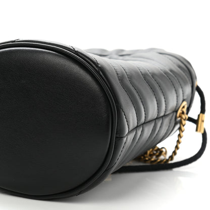 Gucci Calfskin Matelasse Mini GG Marmont 2.0 Bucket Bag Black 10 of 11