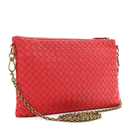 Bottega Veneta Nappa Intrecciato Biletto Chain Crossbody Red 3 of 11