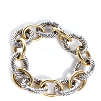 David Yurman Sterling Silver 18K Yellow Gold 17mm Extra Large Oval Link Bracelet 1 of 4