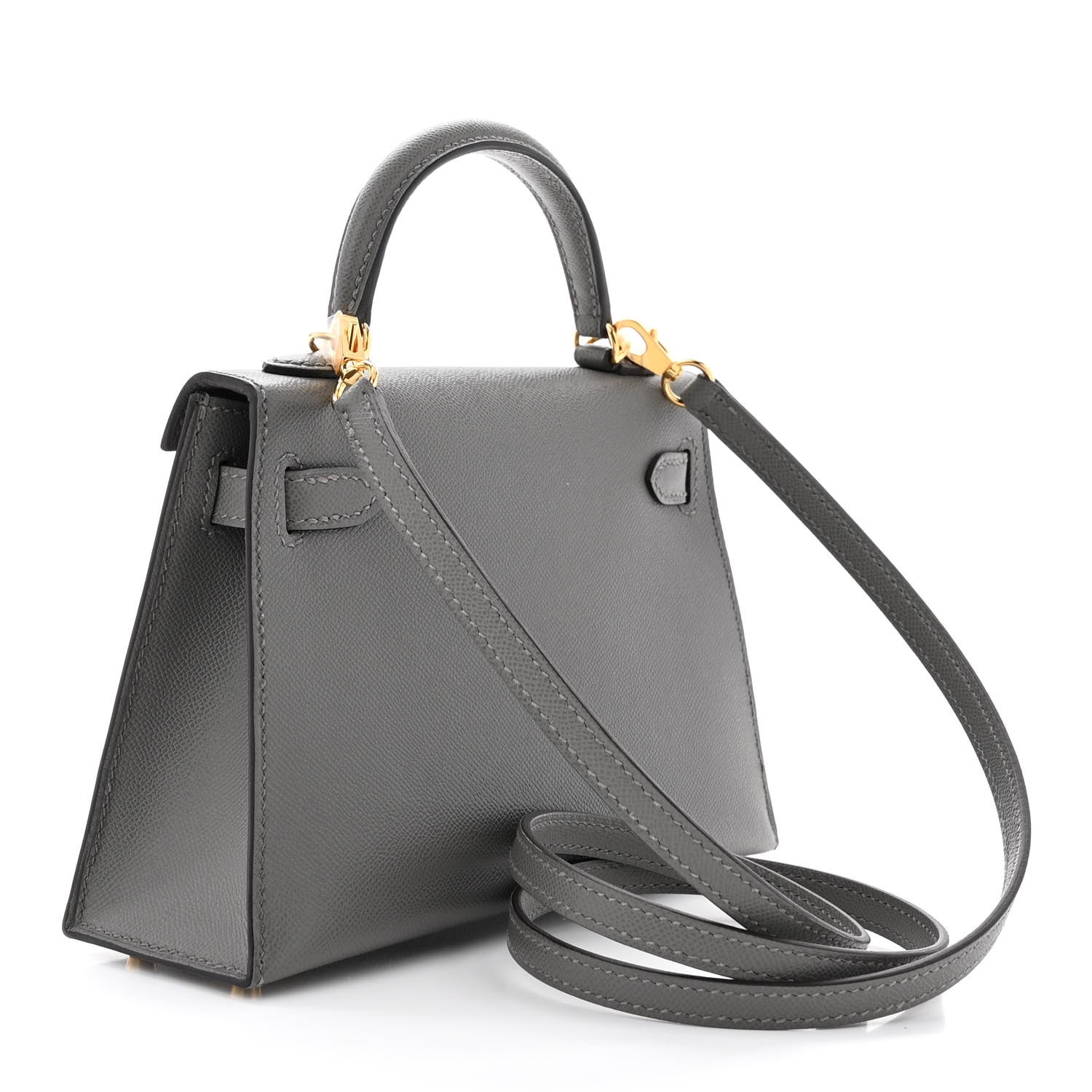 Hermes Madame Calfskin Mini Kelly Sellier 20 Gris Meyer 4 of 12