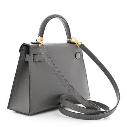 Hermes Madame Calfskin Mini Kelly Sellier 20 Gris Meyer 4 of 12