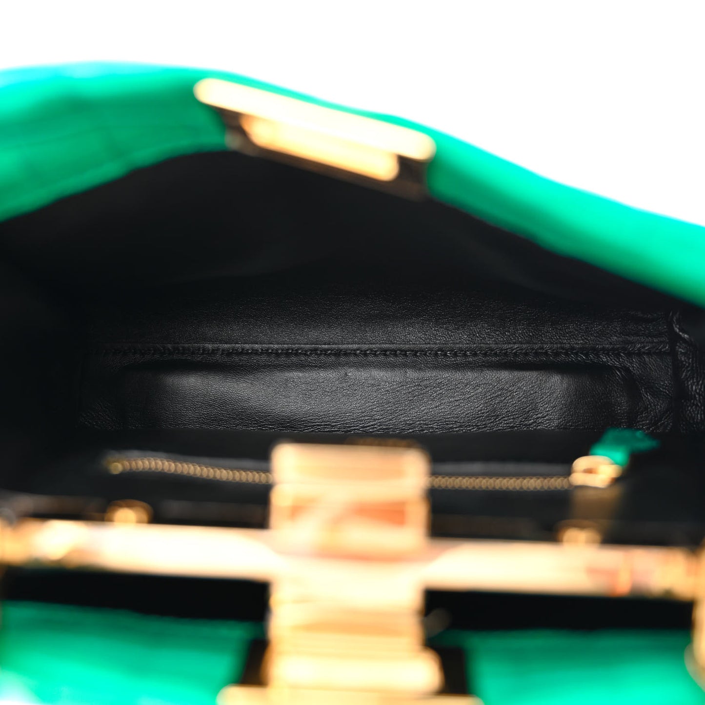 Shiny Crocodile Nappa Mini Plexi Handle Peekaboo Iconic Satchel Emerald