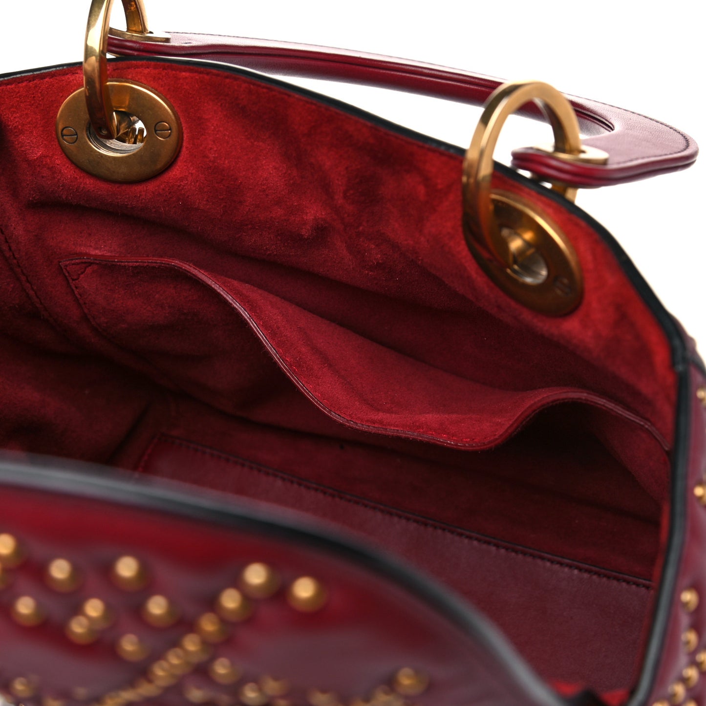 Calfskin Cannage Studded Medium Supple Lady Dior Red
