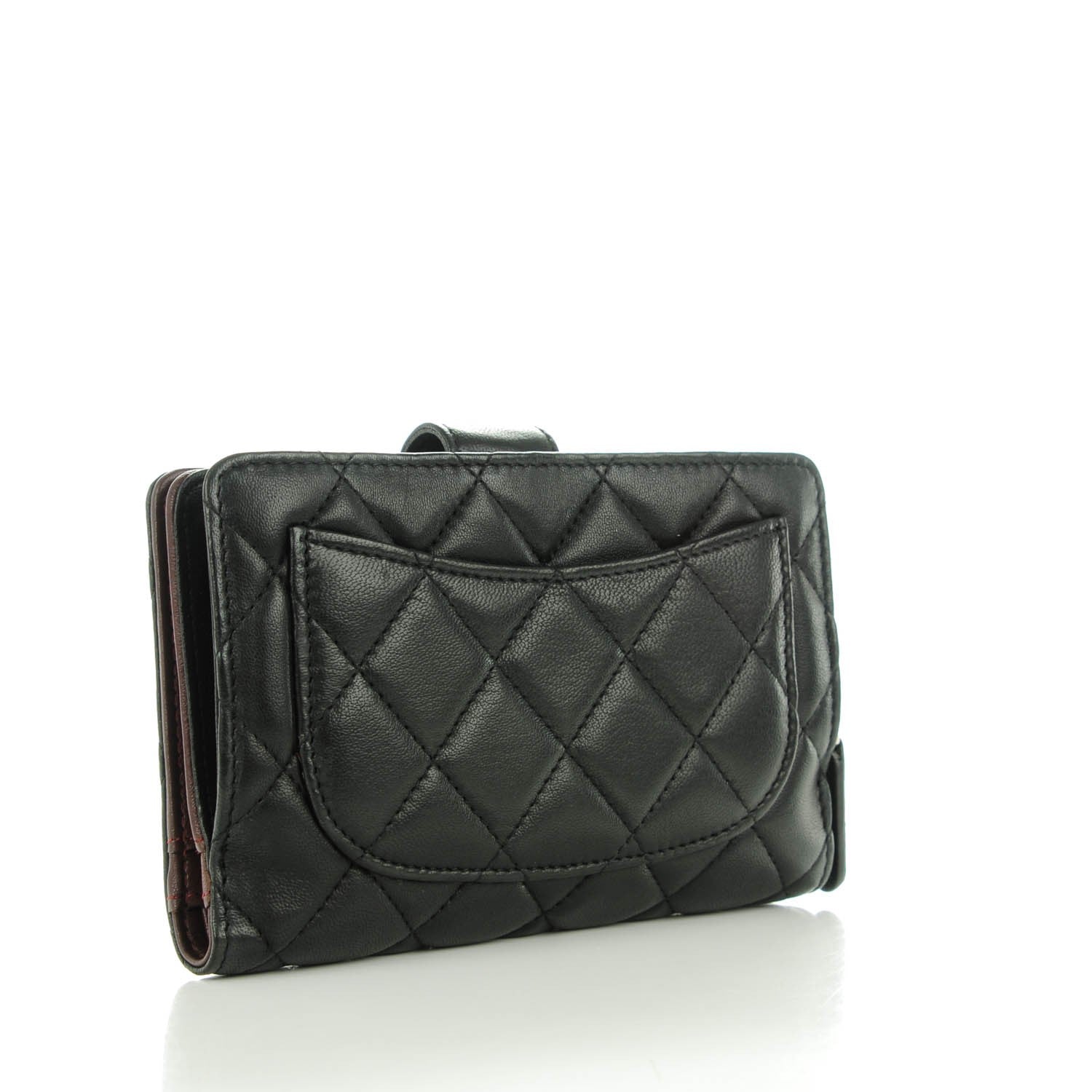 Chanel Lambskin Quilted Zipped Pocket Wallet Black 3 of 8