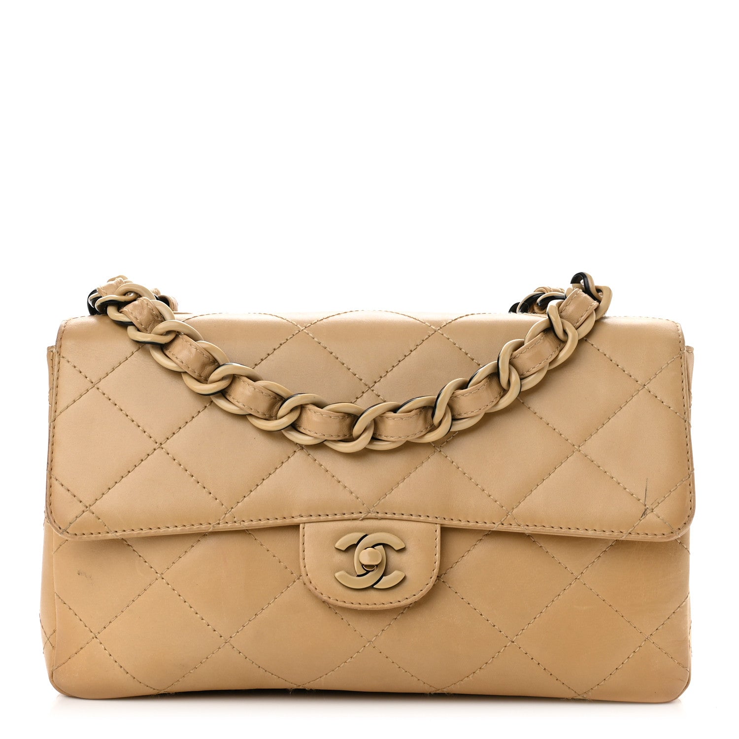 Chanel Lambskin Quilted Medium Single Flap Beige 1 of 15