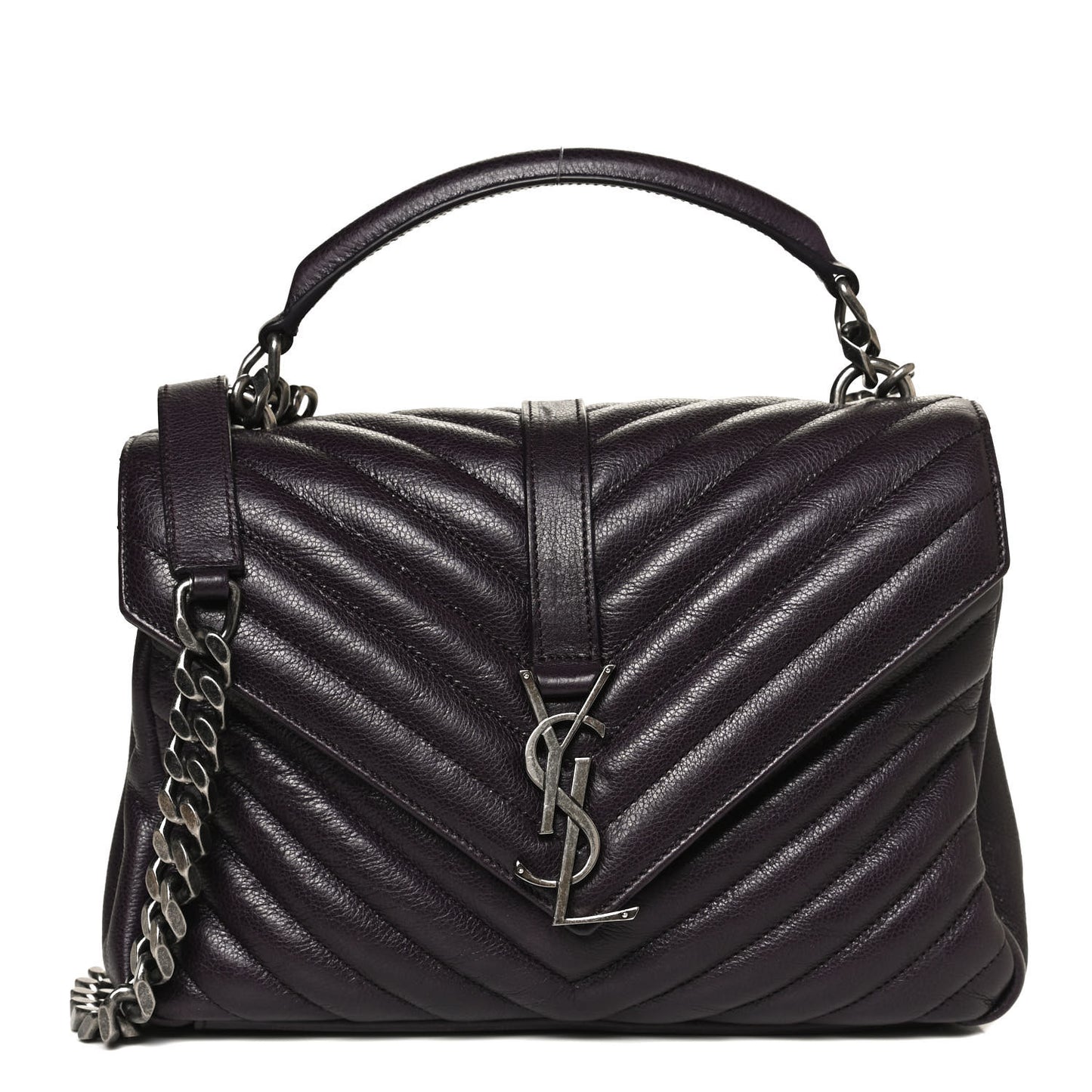 Sheepskin Matelasse Chevron Monogram Medium College Bag Amaranto
