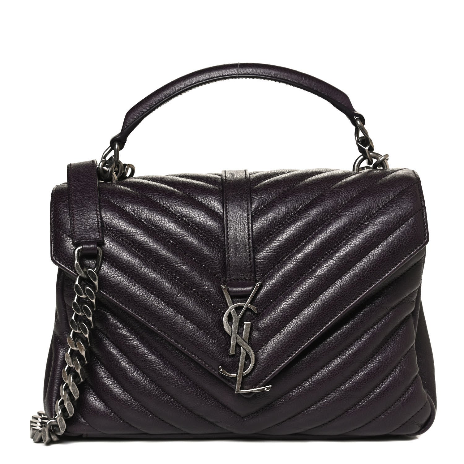 Saint Laurent Sheepskin Matelasse Chevron Monogram Medium College Bag Amaranto 1 of 11