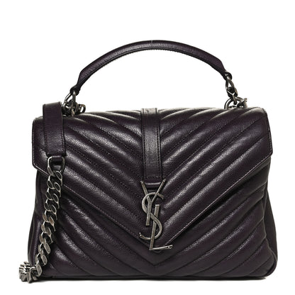 Saint Laurent Sheepskin Matelasse Chevron Monogram Medium College Bag Amaranto 1 of 11