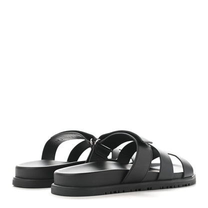 Hermes Calfskin Womens Chypre Sandals 39.5 Black 4 of 9