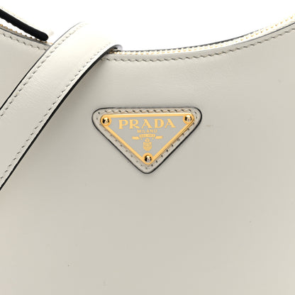 Prada Soft Calfskin Arque Shoulder Bag White 7 of 9