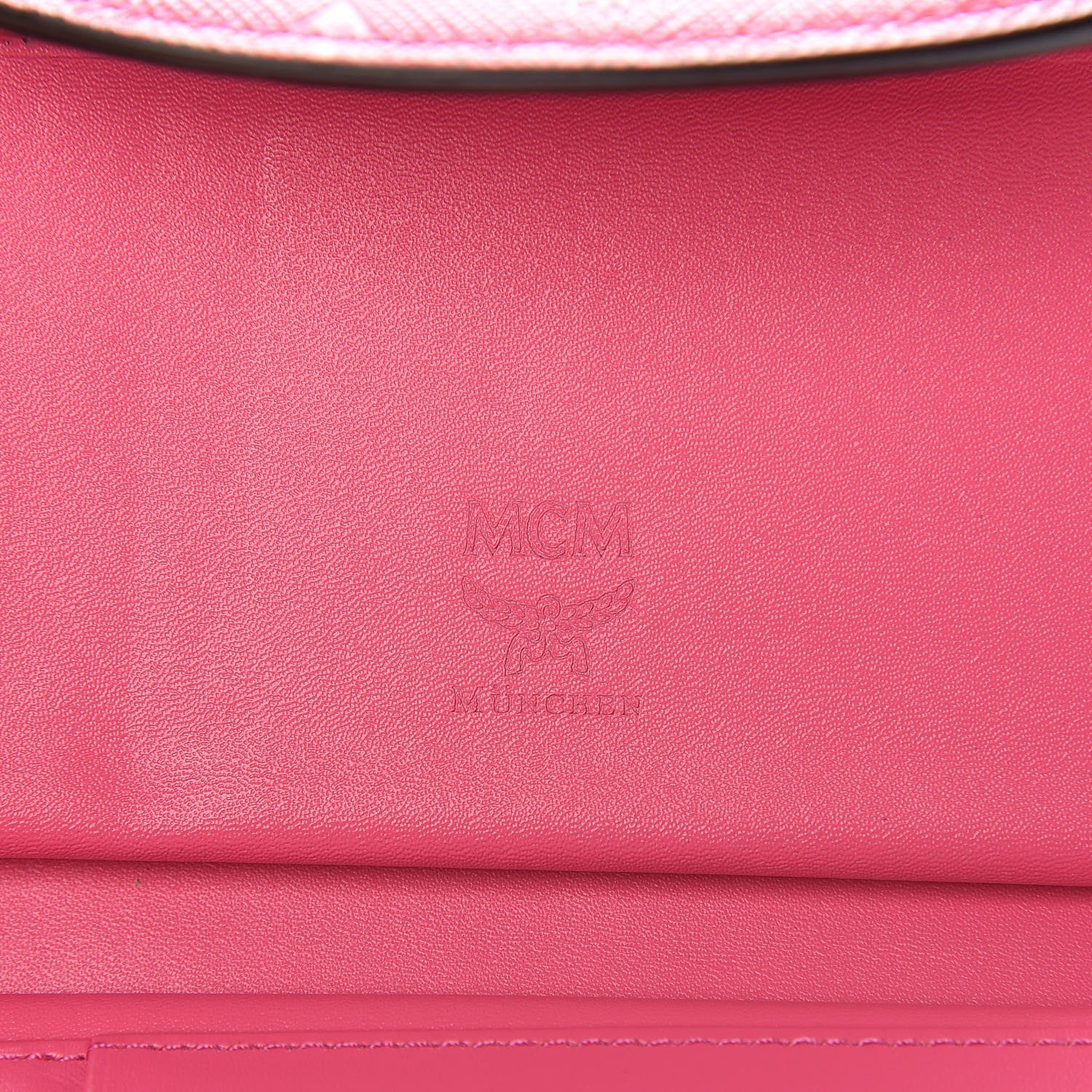MCM Embossed Saffiano Tri-Fold Flap Wallet Pink 6 of 9