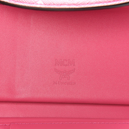 MCM Embossed Saffiano Tri-Fold Flap Wallet Pink 6 of 9