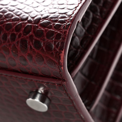 Saint Laurent Calfskin Crocodile Embossed Baby Sac De Jour Bordeaux 11 of 13