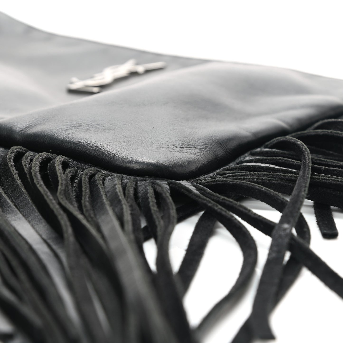 Calfskin Monogram Fringe Pouch Black