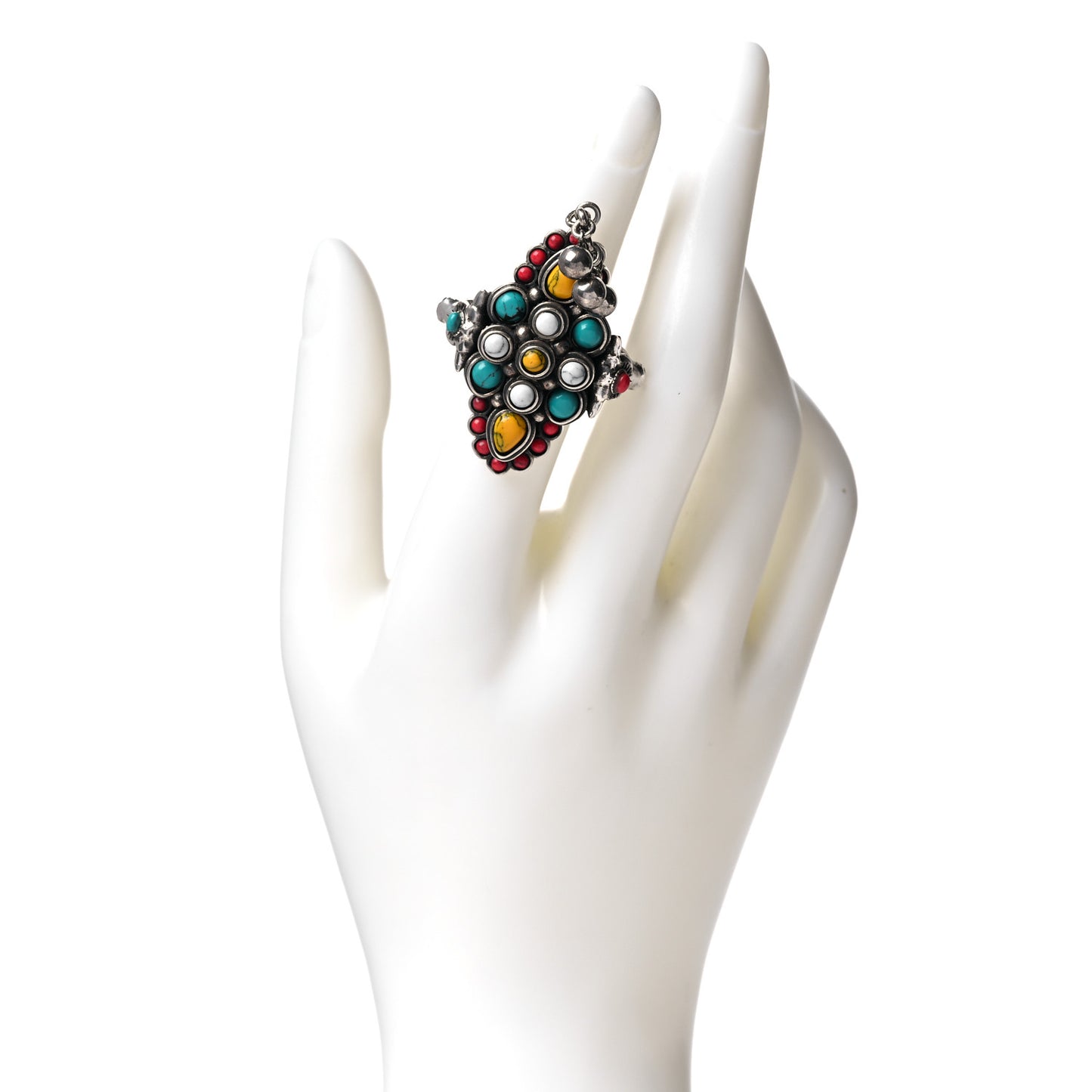 Sterling Silver Howlite Anger Forest Ring 50 5.25