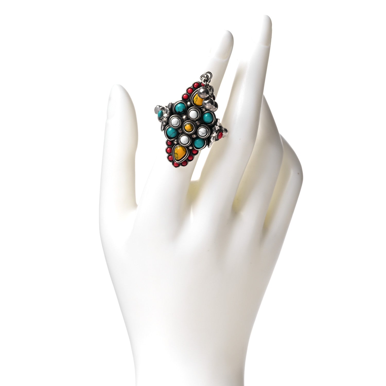 Gucci Sterling Silver Howlite Anger Forest Ring 50 5.25 2 of 6