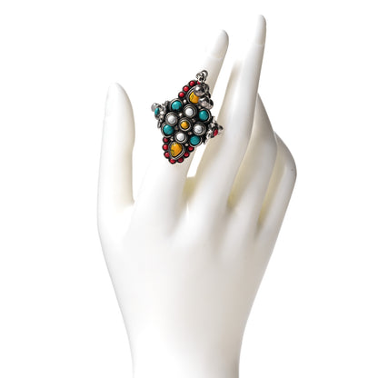 Gucci Sterling Silver Howlite Anger Forest Ring 50 5.25 2 of 6