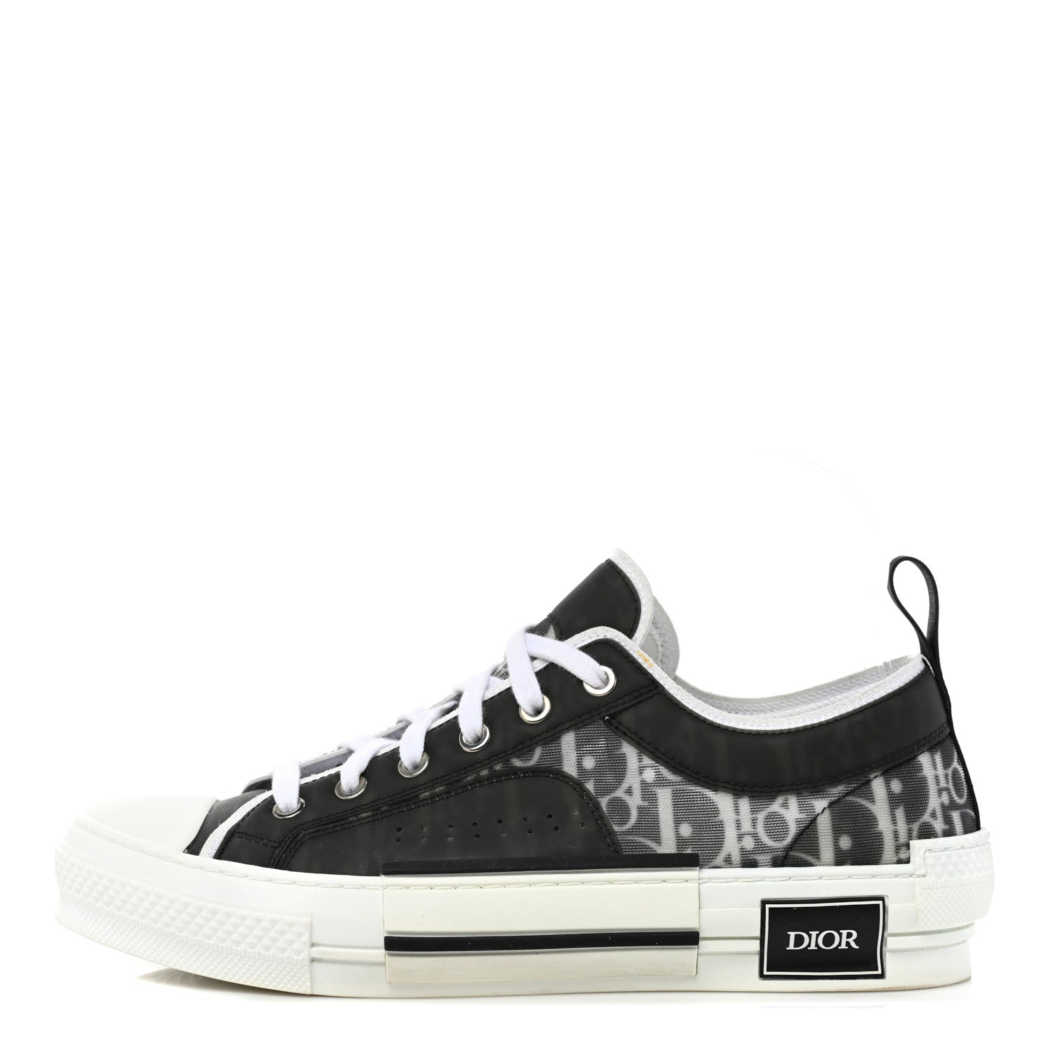 Christian Dior Technical Canvas Mesh Oblique Printed Mens B23 Low Top Sneakers 40 Black White 1 of 10