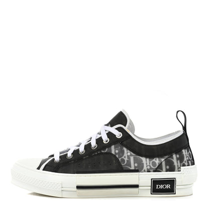 Christian Dior Technical Canvas Mesh Oblique Printed Mens B23 Low Top Sneakers 40 Black White 1 of 10